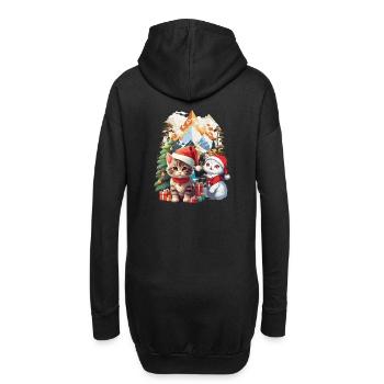Katzen Santa Nikolaus Weihnachten Bescherung Kind - Hoodie-Kleid - Schwarz - Hinten