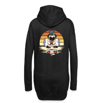 Mops Hund Hunde Guten Morgen Kaffee - Hoodie-Kleid - Schwarz - Hinten