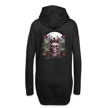 Halloween Crâne Mystique Squelette Roi Fleurs - Sweat-shirt à capuche long Femme - noir - Dos