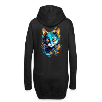 Bunte kosmische Katze - Hoodie-Kleid - Schwarz - Hinten