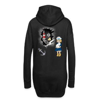 Seagull Lighthouse Boussole Maritime Ancre Seagulls - Sweat-shirt à capuche long Femme - noir - Dos