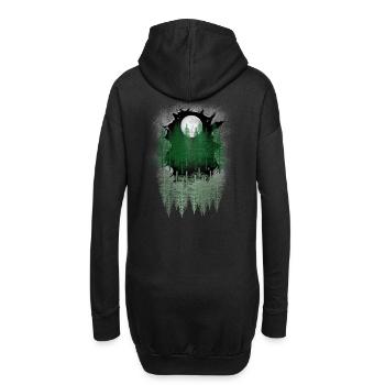 mystisch Wald Natur Fichten Bäume Tannen Mond - Hoodie-Kleid - Schwarz - Hinten