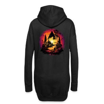 mystisch Natur Wald Naturliebhaber Sonnenuntergang - Hoodie-Kleid - Schwarz - Hinten