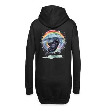 Regenbogen Krähe Krähen Raben Rabe Regenschirm - Hoodie-Kleid - Schwarz - Hinten