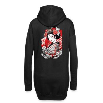 Elegante Geisha mit floralem Kimono Kunst - Hoodie-Kleid - Schwarz - Hinten