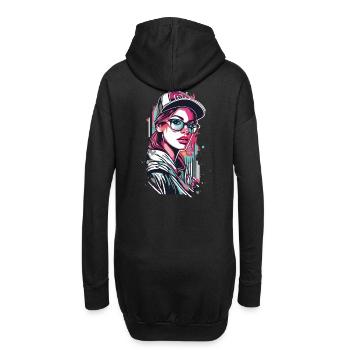 Urban Girl im Pop Art Stil - Hoodie-Kleid - Schwarz - Hinten