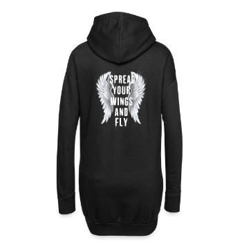 Breite deine Flügel aus und fliege Engelsflügel - Hoodie-Kleid - Schwarz - Hinten