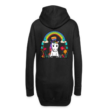 LGBT Regenbogen Einhorn Regenbogenfahne - Hoodie-Kleid - Schwarz - Hinten