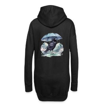 Vogel Vögel Regenschirm Wetter Küste Meer - Hoodie-Kleid - Schwarz - Hinten