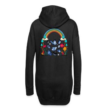 Regenbogen Schmetterlinge Natur Blumen Insekt - Hoodie-Kleid - Schwarz - Hinten