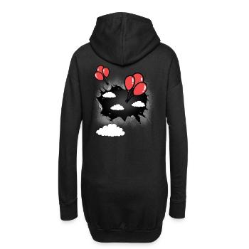 Luftballon himmlisch Himmel Luftballons - Hoodie-Kleid - Schwarz - Hinten