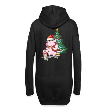 Schwein Bescherung Nikolaus Weihnachten Skater - Hoodie-Kleid - Schwarz - Hinten