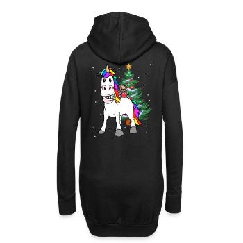 Weihnachten Kind Kinder Bescherung Einhorn Teddy - Hoodie-Kleid - Schwarz - Hinten