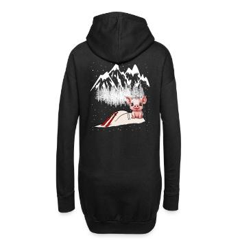 Ski Piste Ferkel Sau Wintersport Skifahrer Schweiz - Hoodie-Kleid - Schwarz - Hinten