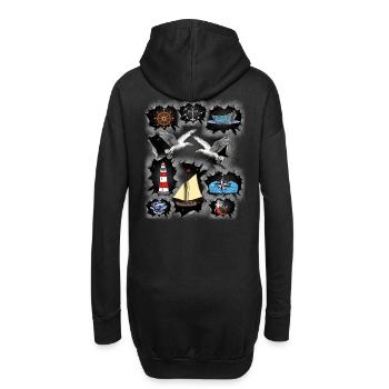 Croisière maritime Seagulls Lighthouse Capitaine de navire - Sweat-shirt à capuche long Femme - noir - Dos