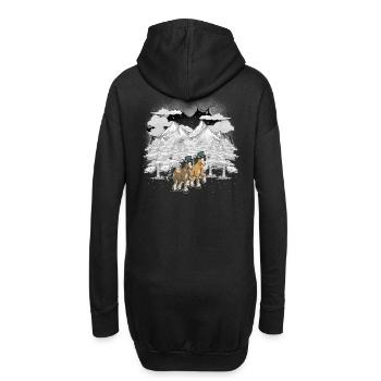 Noël Autriche Tyrol Hiver Montagnes Chevaux - Sweat-shirt à capuche long Femme - noir - Dos