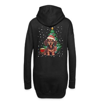 Teckel Noël Père Noël Père Noël Chien Chiens - Sweat-shirt à capuche long Femme - noir - Dos