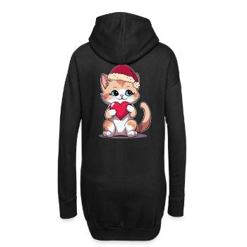 Chat Amour Père Noël Coeur Père Noël Noël - Sweat-shirt à capuche long Femme - noir - Dos