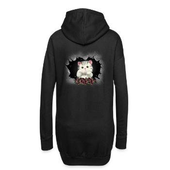 Chat Chats Chaton Roses Salutations Anniversaire - Sweat-shirt à capuche long Femme - noir - Dos