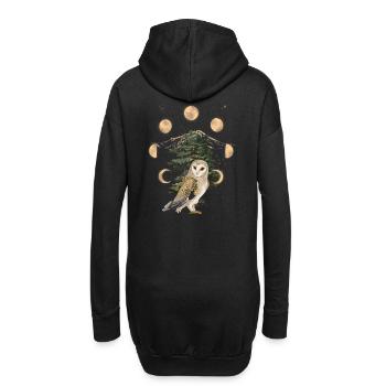 hibou hiboux phase de lune pleine lune - Sweat-shirt à capuche long Femme - noir - Dos