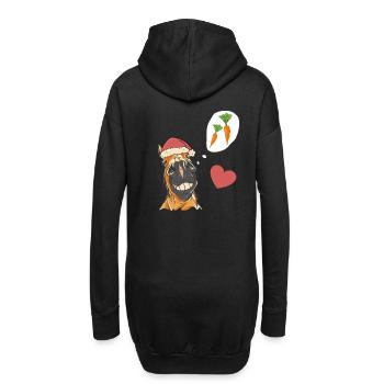 Père Noël Cheval Chevaux Père Noël Navets - Sweat-shirt à capuche long Femme - noir - Dos