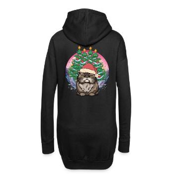 Nikolaus Weihnachtsmann Katze Katzen Santa Xmas - Hoodie-Kleid - Schwarz - Hinten