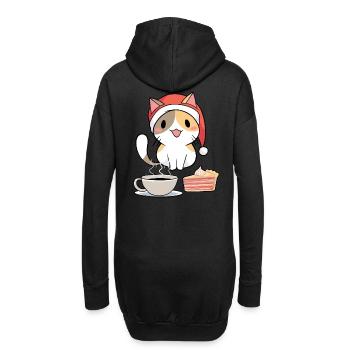 Nikolaus Weihnachtsmann Santa Katze Katzen Miau - Hoodie-Kleid - Schwarz - Hinten