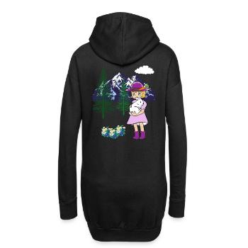 Fille Lapin Lapin Montagnes Nature Enfants Enfant - Sweat-shirt à capuche long Femme - noir - Dos