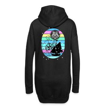 maritim Segelschiff Kompass Seefahrt Seemann - Hoodie-Kleid - Schwarz - Hinten