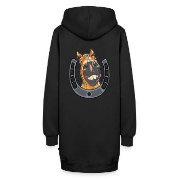 Pferd Pferde Ponyhof Reitstall Hufeisen Reiterin - Hoodie-Kleid - Schwarz - Hinten - AI Model Female 172 light (172cm)
