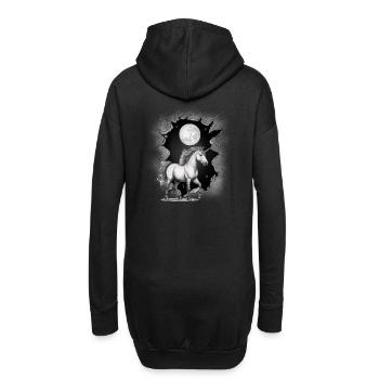 Fabelwesen Pferd Pferde Einhorn Einhörner Mond - Hoodie-Kleid - Schwarz - Hinten