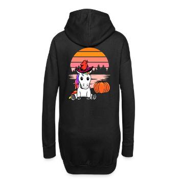 Halloween Einhorn Einhörner Pferd Pferde Kürbis - Hoodie-Kleid - Schwarz - Hinten