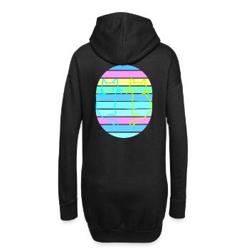 Retro Katzen Katze Vintage 80er 90er - Hoodie-Kleid - Schwarz - Hinten