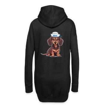 Dackel Hund Hunde maritim Kinder Kind Moin Ahoi - Hoodie-Kleid - Schwarz - Hinten