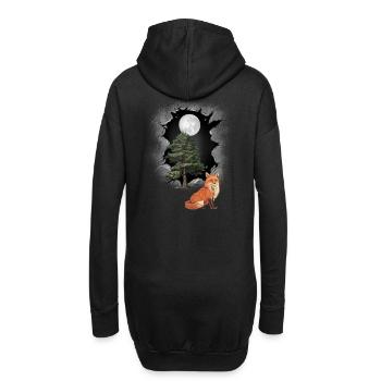 Fuchs Füchse Füchsin mystisch Natur Kind - Hoodie-Kleid - Schwarz - Hinten