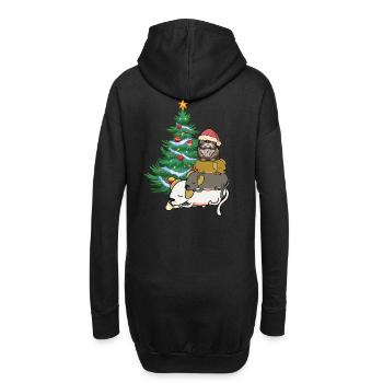 Weihnachten Christmas Xmas Tannenbaum Hund Katze - Hoodie-Kleid - Schwarz - Hinten