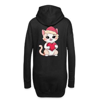 Weihnachten Christmas Xmas Katze Katzen - Hoodie-Kleid - Schwarz - Hinten