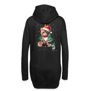 Funny Mouse Cat Pets Christmas Xmas Santa - Hoodie Dress - black - Back