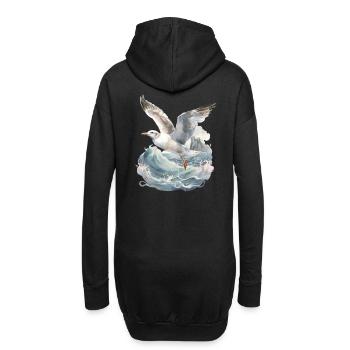tempête, mer, vagues, côte, mouette, mouettes, maritime - Sweat-shirt à capuche long Femme - noir - Dos