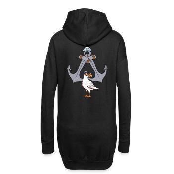Seagull Seagulls Ancre Maritime Seafaring Ahoy - Sweat-shirt à capuche long Femme - noir - Dos