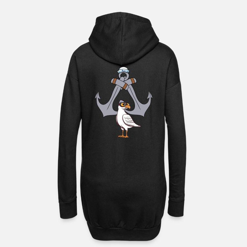 Möwe Möwen maritim Anker Seefahrt Ahoi - Hoodie-Kleid - Schwarz