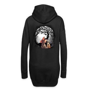 Katze Katzen mystisch Zauberer Halloween Kinder - Hoodie-Kleid - Schwarz - Hinten