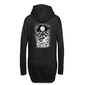 Nature mystique Mer du Nord Mer Baltique Mouettes Oiseaux de mer - Sweat-shirt à capuche long Femme - noir - Dos