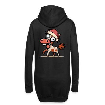 Crazy Santa Claus Père Noël Cheval Chevaux - Sweat-shirt à capuche long Femme - noir - Dos