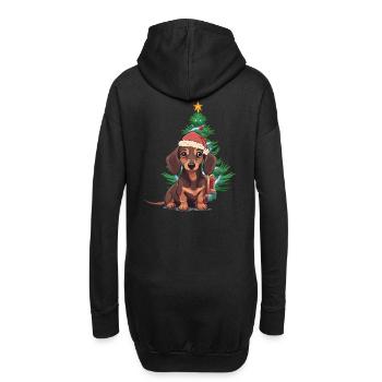 Teckel Noël Noël Noël Chien Chiens - Sweat-shirt à capuche long Femme - noir - Dos