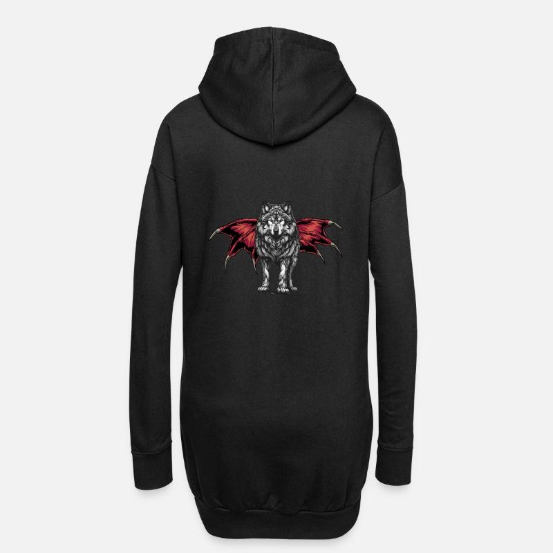 Halloween Wolf Wölfe Werwolf - Hoodie-Kleid - Schwarz