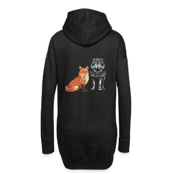 Renard, Renards, Loup, Loups, Animaux sauvages - Sweat-shirt à capuche long Femme - noir - Dos