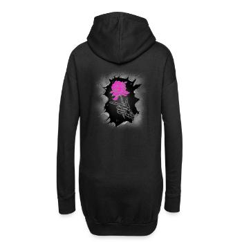 Halloween Fleur Rose Roses Squelette Mort - Sweat-shirt à capuche long Femme - noir - Dos