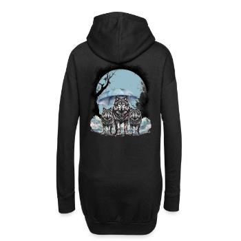mystisch Wölfe Wolf Rudel Husky Hunde Hund - Hoodie-Kleid - Schwarz - Hinten