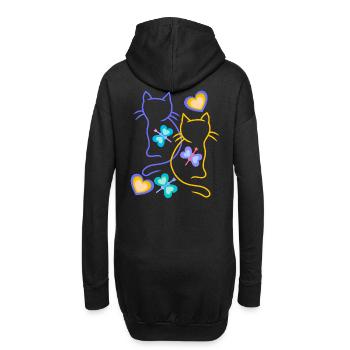 Chats, Chat, Printemps, Papillons, Enfants, Enfant - Sweat-shirt à capuche long Femme - noir - Dos